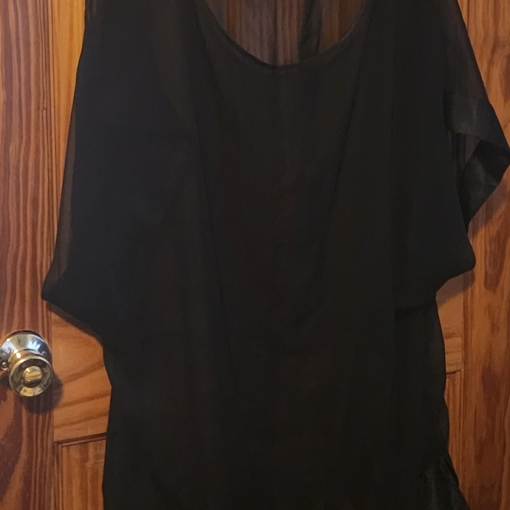 Ashley Stewart Elegant Black Sheer Blouse